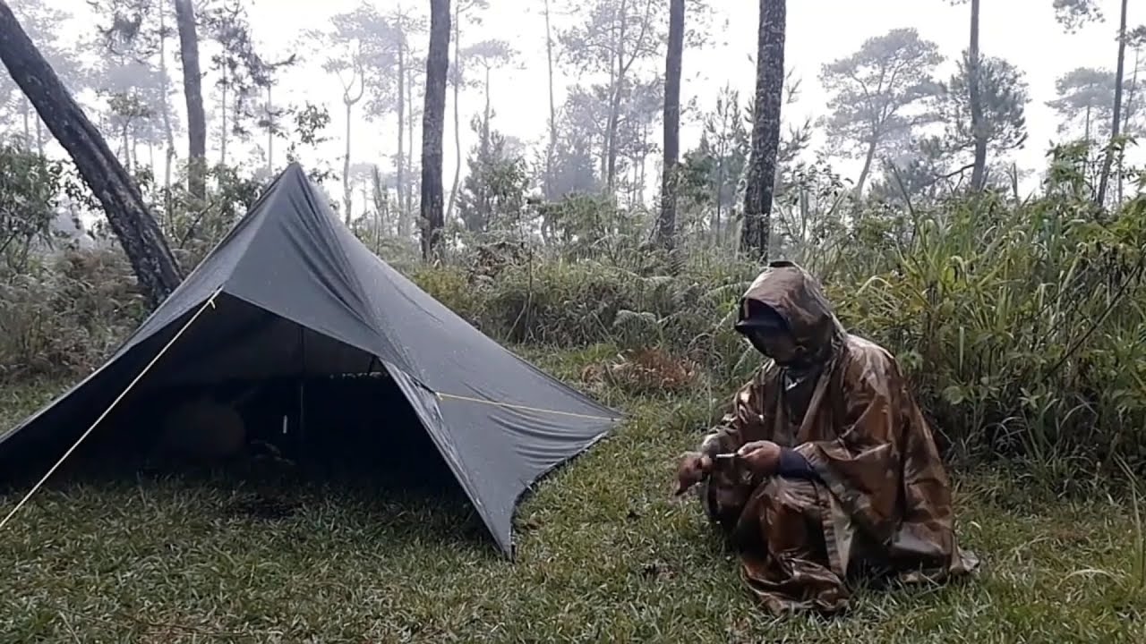 Solo Building Shelter & Camping in Heavy Rain - YouTube