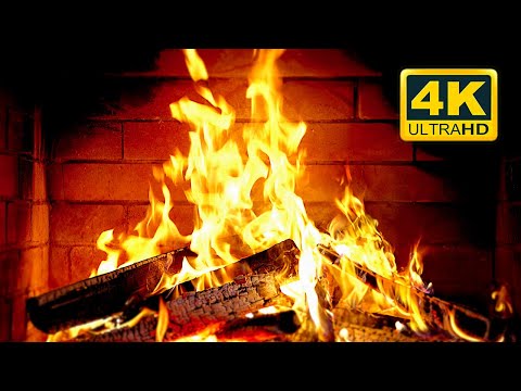 Cozy Fireplace 4K . Fireplace With Crackling Fire Sounds. Crackling Fireplace 4K