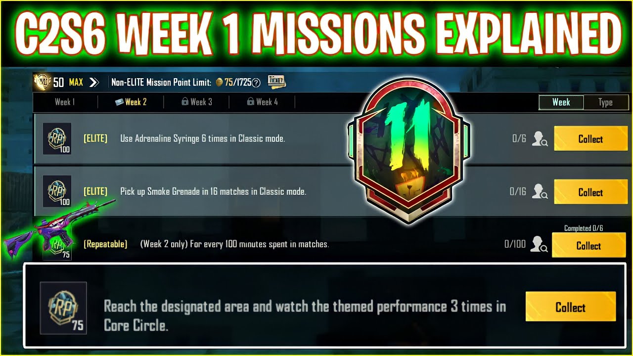 Season C2S6 M11 Week 1 Missions Explained | PUBG Mobile Rp Mission | pubg week 1 Mission Explain