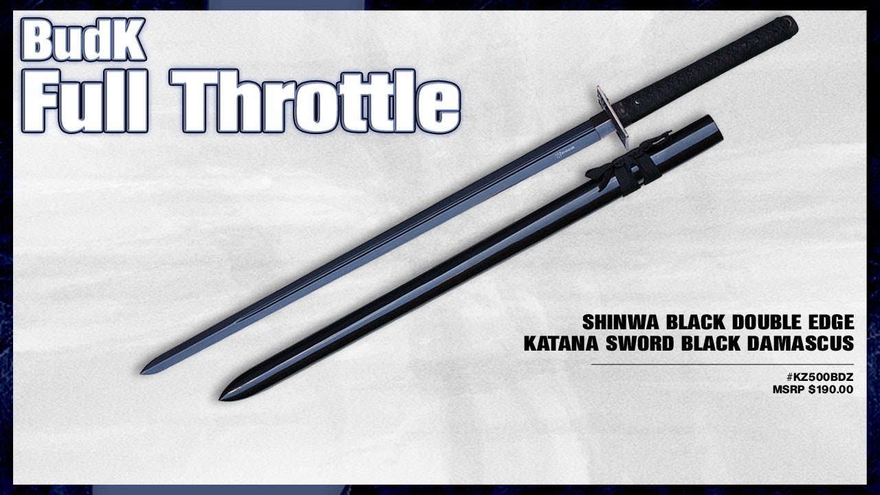Shinwa Black Double Edge Katana Sword Black Damascus Youtube