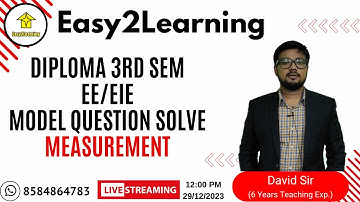 Diploma 3rd Sem EE/EIE Model Question Solve (Measurement) | By David Das/Easy2Learning