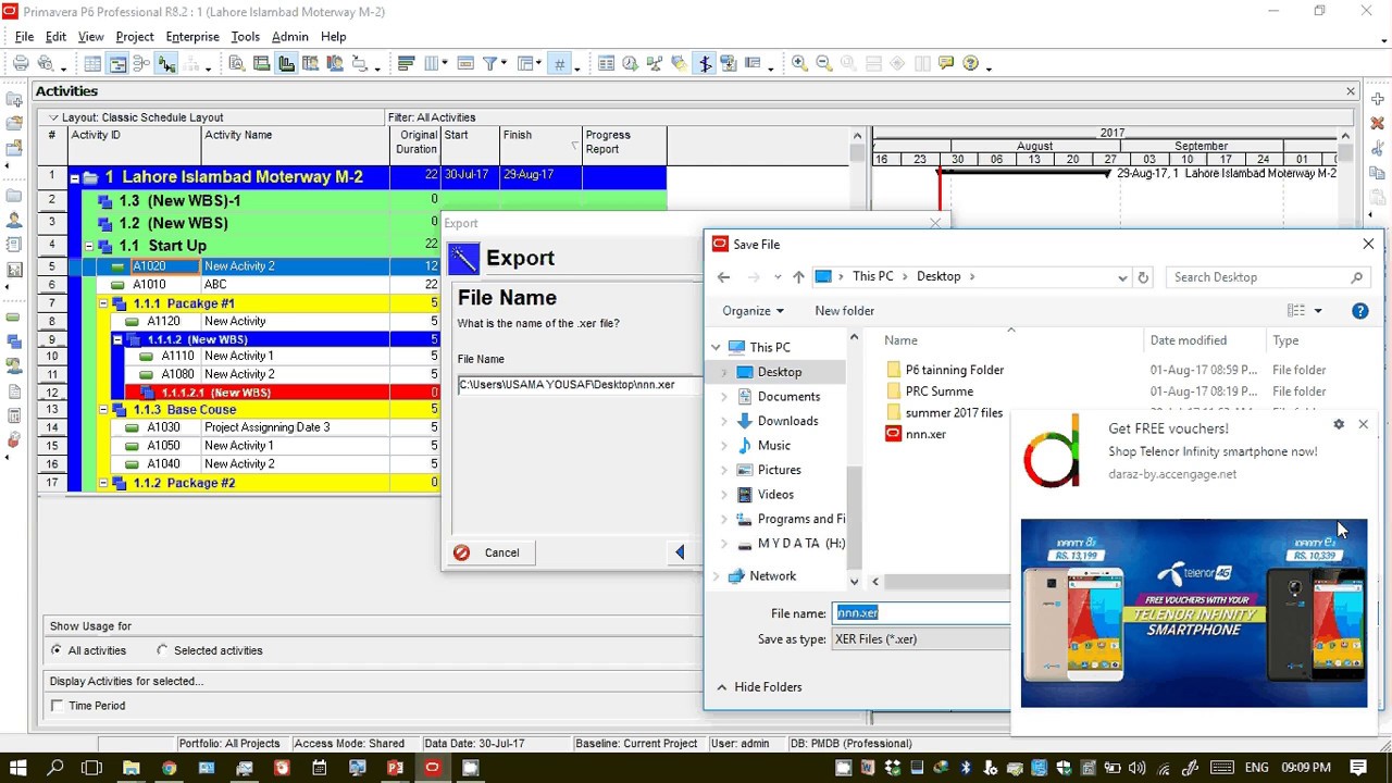 Primavera is showing PC is out of memory when importing from excel -  Planning Engineer Est.