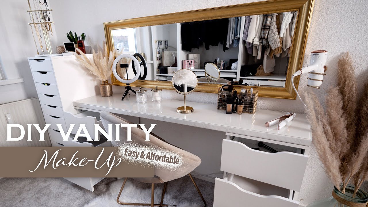 💄Decorate With Me + DIY Makeup Vanity + Organization + Desk Turned Into Makeup  Vanity 