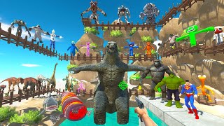 Parkour ZigZag Hunting Godzilla, Jumping in Lake Rescues King Kong - Animal Revolt Battle Simulator