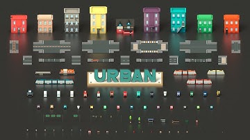 Low Poly Simple Urban City 3D Asset Pack — Asset Overview | Cinema 4D | CGTrader 3D Model | Unity 3D