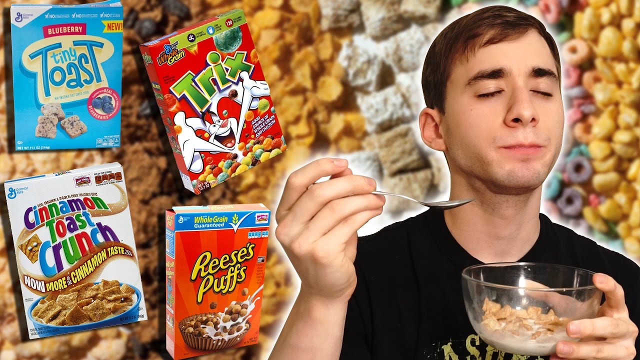 TASTING SUGARY BREAKFAST CEREALS! - YouTube
