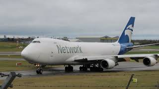NETWORK AVIATION BOEING 747-400 FREIGHTER TF-AMU DEPARTING BIRMINGHAM AIRPORT 24/12/23