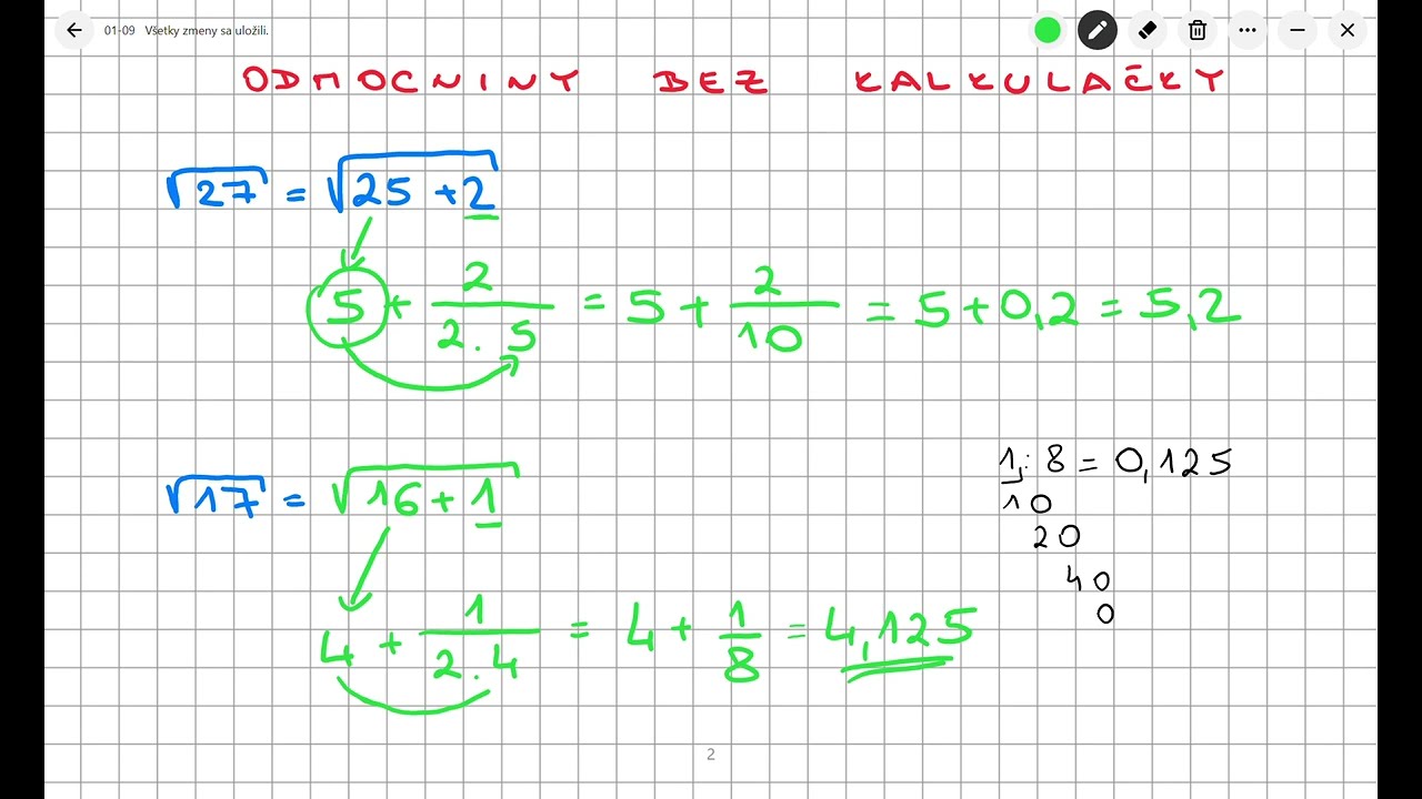 Odmocniny BEZ KALKULAČKY