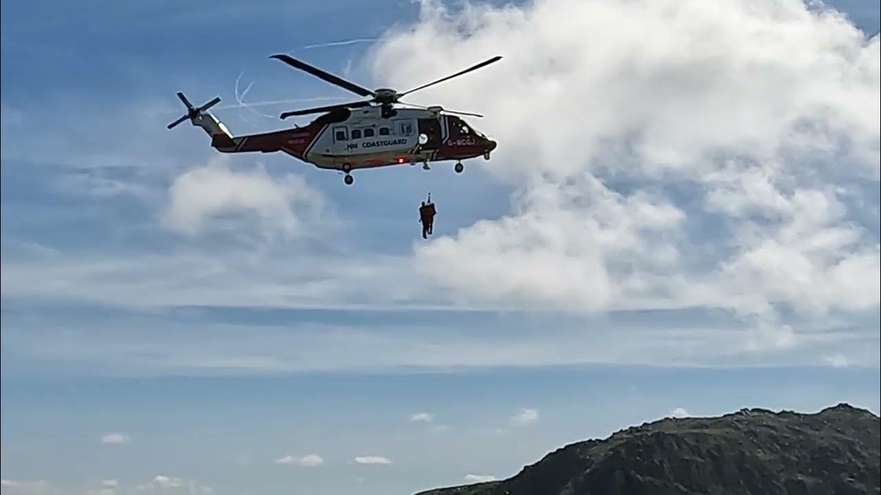 Climbing Idwal Slabs Glyder Fawr Tryfan Peak, Snowdonia. Helicopter