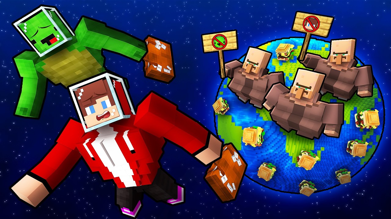 Why Did FAT Villagers Kick STRONG Mikey & JJ Out Of The Planet? (Maizen Minecraft)
