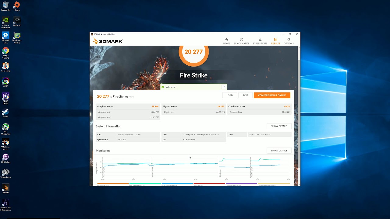 3DMark Firestrike RTX 2080 2100mhz 2700X without Shadowplay On