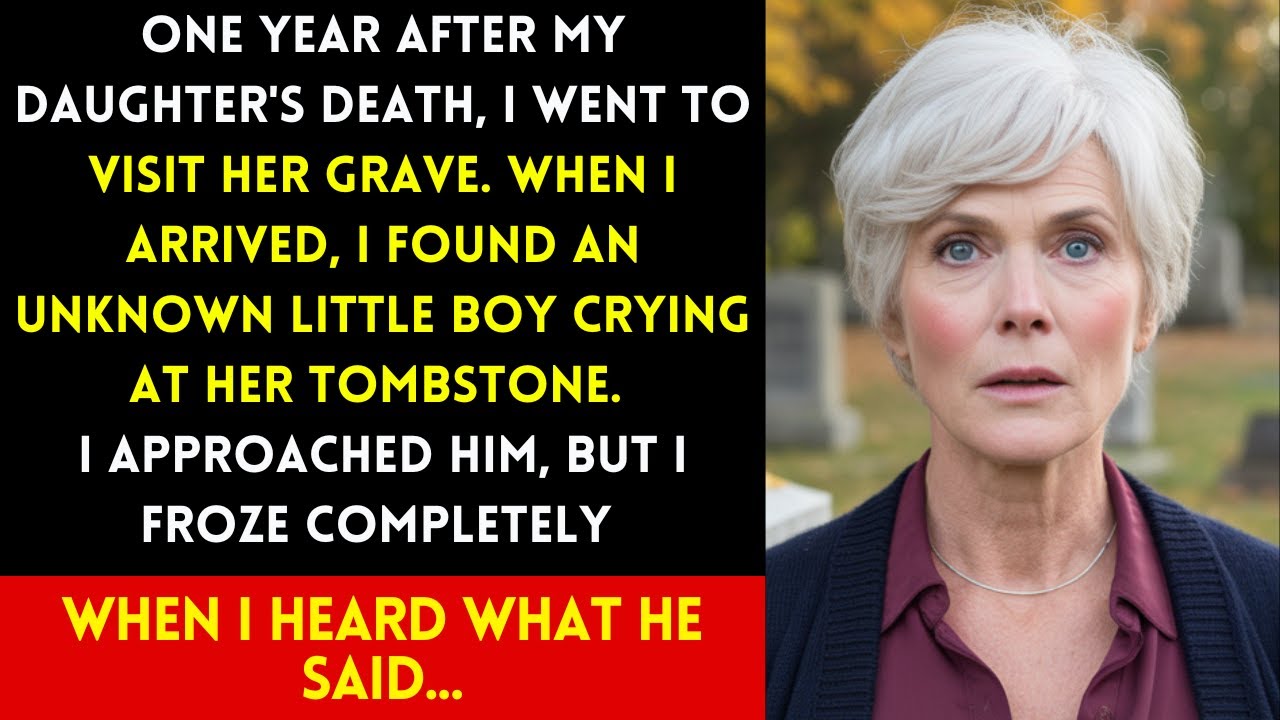 ONE YEAR AFTER MY DAUGHTER’S DEATH, I FOUND A BOY CRYING AT HER GRAVE — AND HIS WORDS FROZE ME.