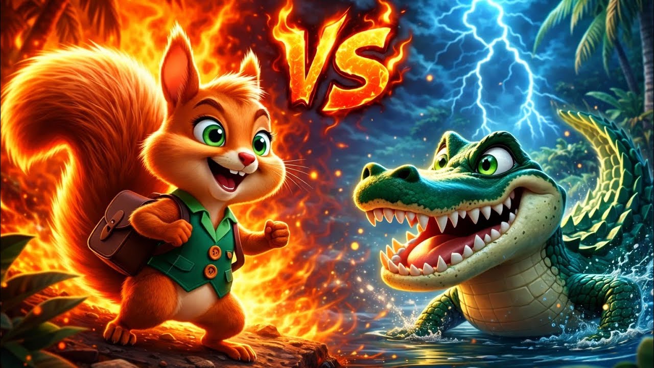 Tiny Squirrel vs Giant Crocodile 😱 | Jungle Survival Story 🐿️🐊
