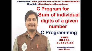 Sum of individual digits of a number in C || Sum of digits of a number in C ||  C Programming