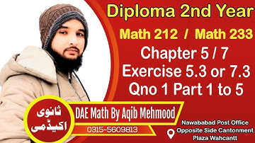 DAE math 212 chap 5 exer 5.3| math 233 chap 7 exer 7.3| math 212 chap 5 exer 5.3 qno 1 part 1 to 5