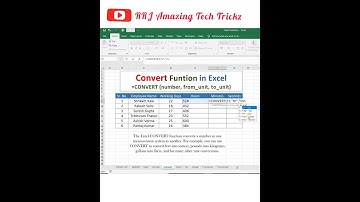 How to Use Convert Function in Excel ll Convert Feet Into Meter, Pound into Kilograms Etc #Shorts