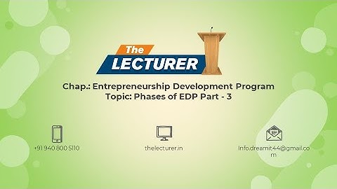 Chap.: Entrepreneurship Development Program Topic: Phases of EDP Part - 3