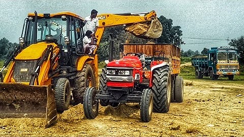 #jcb3dx Mahindra Arjun 555 Di tractor loading machine vs Loading#jcb machine work video 🚜🚜🚜🔥😀