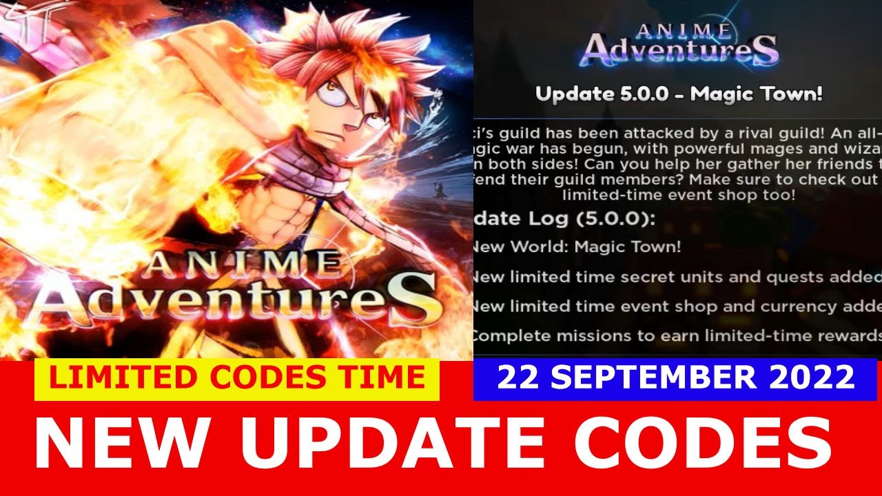 NEW UPDATE CODES [✨UPD 5] Anime Adventures ROBLOX, LIMITED CODES TIME