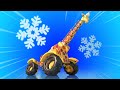 thú máy - Mùa đông : HƯƠU CAO CỔ CẦN CẨU trượt ngã trên băng - hoạt hình xe tải và những con thú