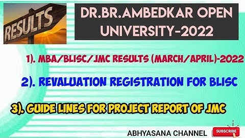 DR.B.R.AMBEDKAR OPEN UNIVERSITY//BLISc/MBA/JMC RESULTS- MAR/APRIL-2022//REVALUTION OF BLISc REGISTER