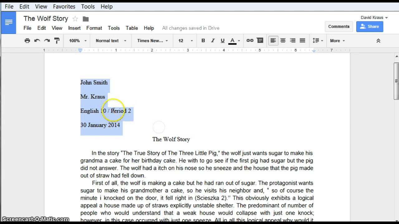 how to format an essay in docs