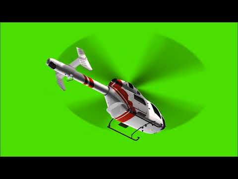 White civilian helicopter in flight on green screen - free green screen - free use @bestgreenscreen