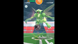 Weather boosted Scyther solo in rain (fury cutter/x-scissor)