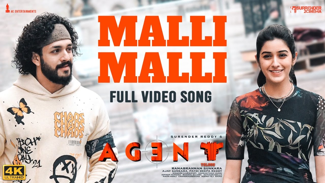 Full Video Malli Malli Song  Agent  Akhil Akkineni Mammootty  Surender Reddy  Anil Sunkara