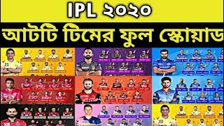 IPL 2020 AUCTION : আটটি IPL টিমের সম্পূর্ণ ফাইনাল স্কোয়াড || দেখুন কোন টিমে কোন প্লেয়ার রয়েছে