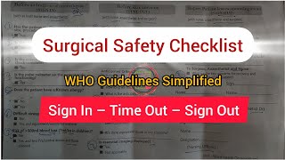 WHO Surgical Safety Checklist Explained | Sign In, Time Out & Sign Out in OT