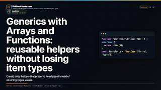 Generics with Arrays and Functions Explained | FullStack Masterclass TypeScript Course