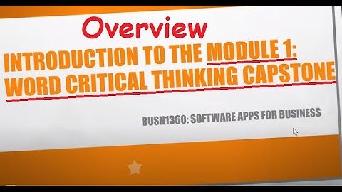 Capstone Module 1 Word - Overview