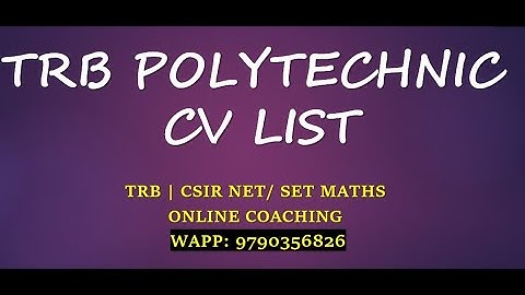 TRB POLYTECHNIC CV LIST - Chemistry  2.7.2022