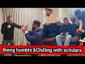 khabib Nurmagomedov being humble and chilling with the scholars