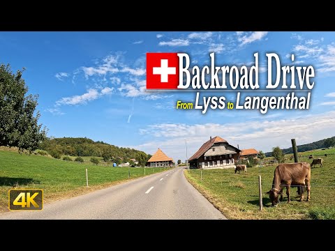 Scenic backroad drive from Lyss to Langenthal in Switzerland 🇨🇭