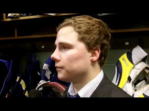 Michigan goalie Shawn Hunwick after win over North...