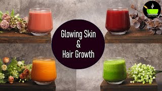 4 Morning Drinks for Glowing Skin \& Hair Growth |Miracle Fruit and Vegetable Juices for Glowing Skin