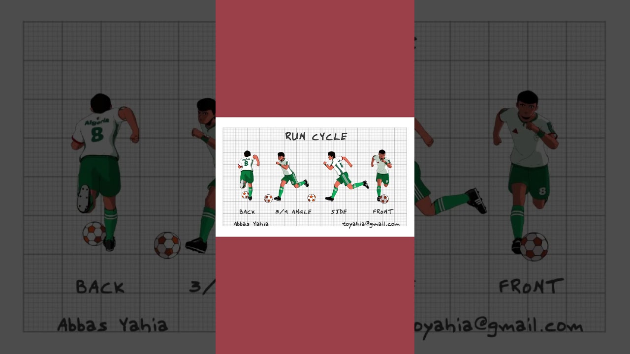 Football Player Run Cycle Animation (4 Angles) |  
