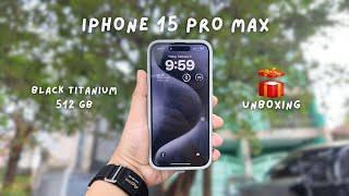 IPHONE 15 Pro MAX (Black) UNBOXING + RHINOSHIELD CrashGuard, Camera Lens Protector [with SUBTITLES]