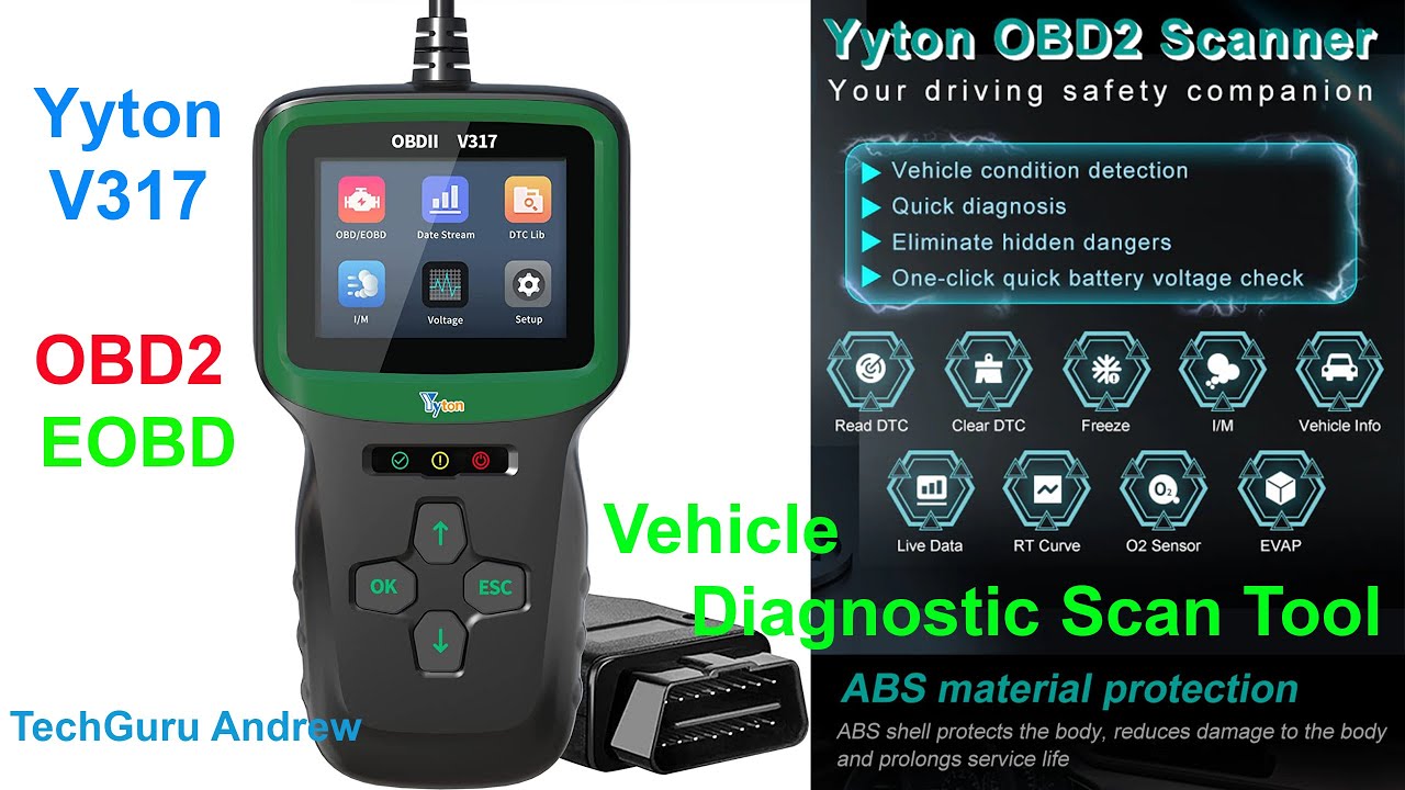 Yyton V317 OBD2 EOBD Scanner Automotive Code Reader REVIEW 