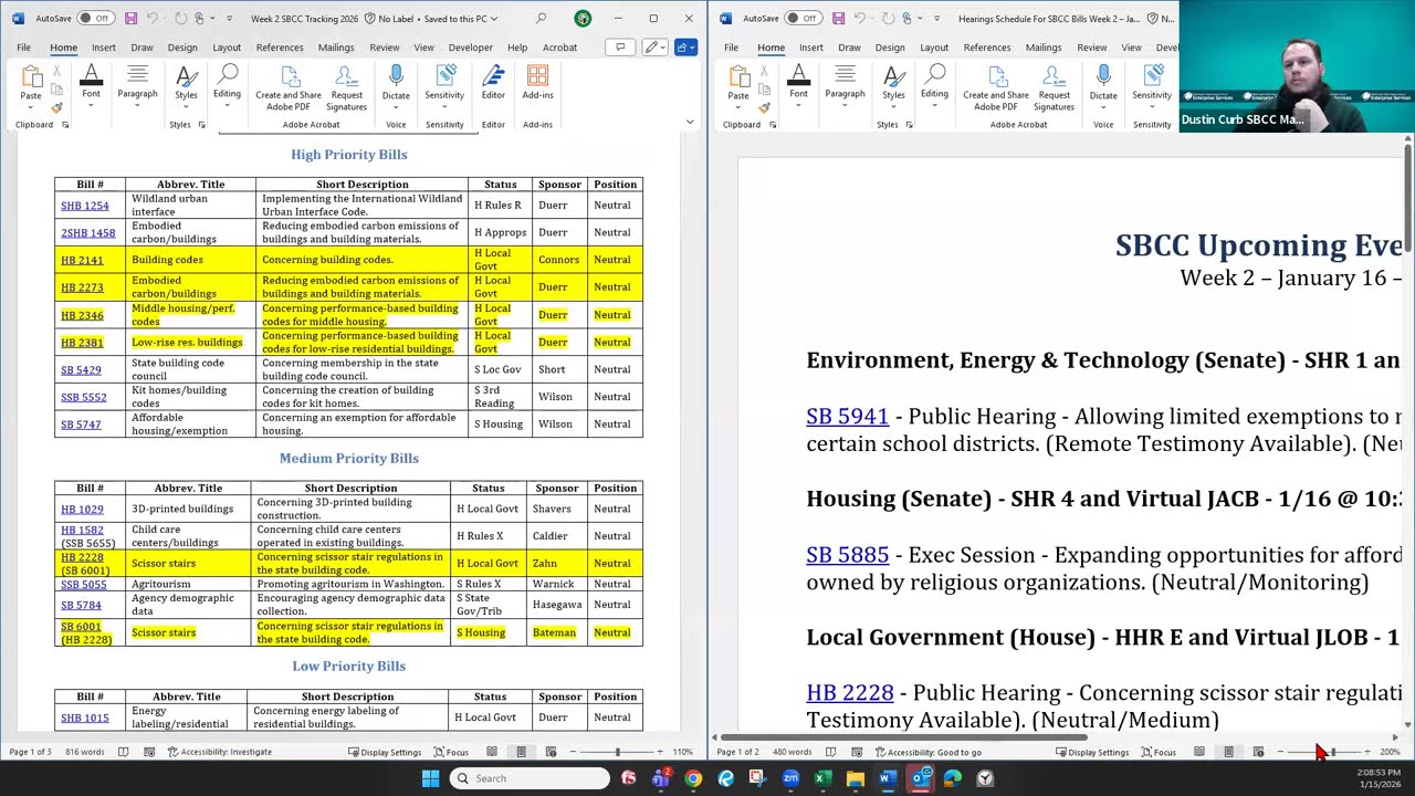 SBCC Legislative Committee Meeting - January 15, 2026