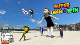 SUPER UPIN DAN SUPER IPIN BERAKSI MELAWAN BONEKA SQUID GAME JAHAT - GTA 5 MOD ULTRAMAN UPIN IPIN screenshot 3