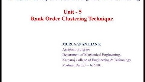 Rank Order Clustering Technique - Tamil version