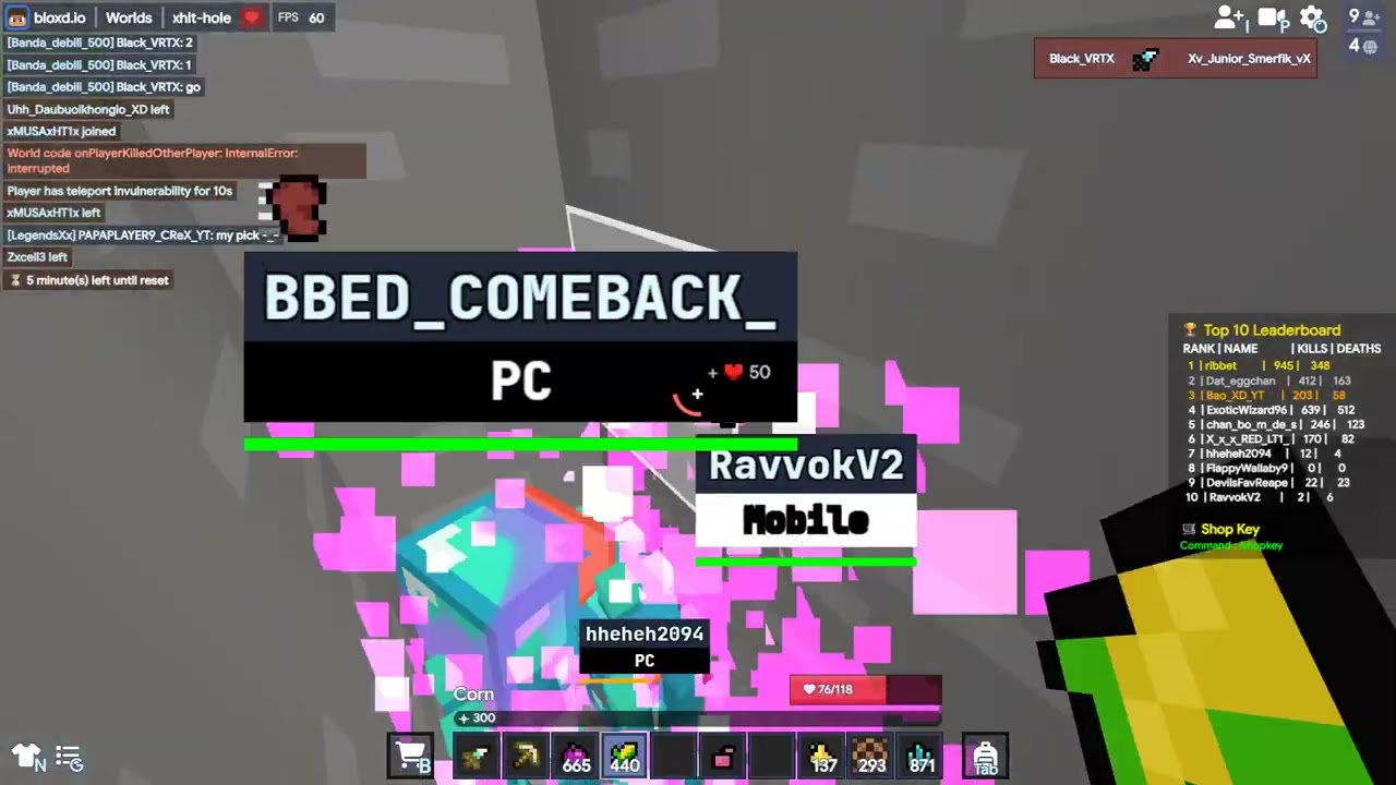 Clipping hackers in hole pvp