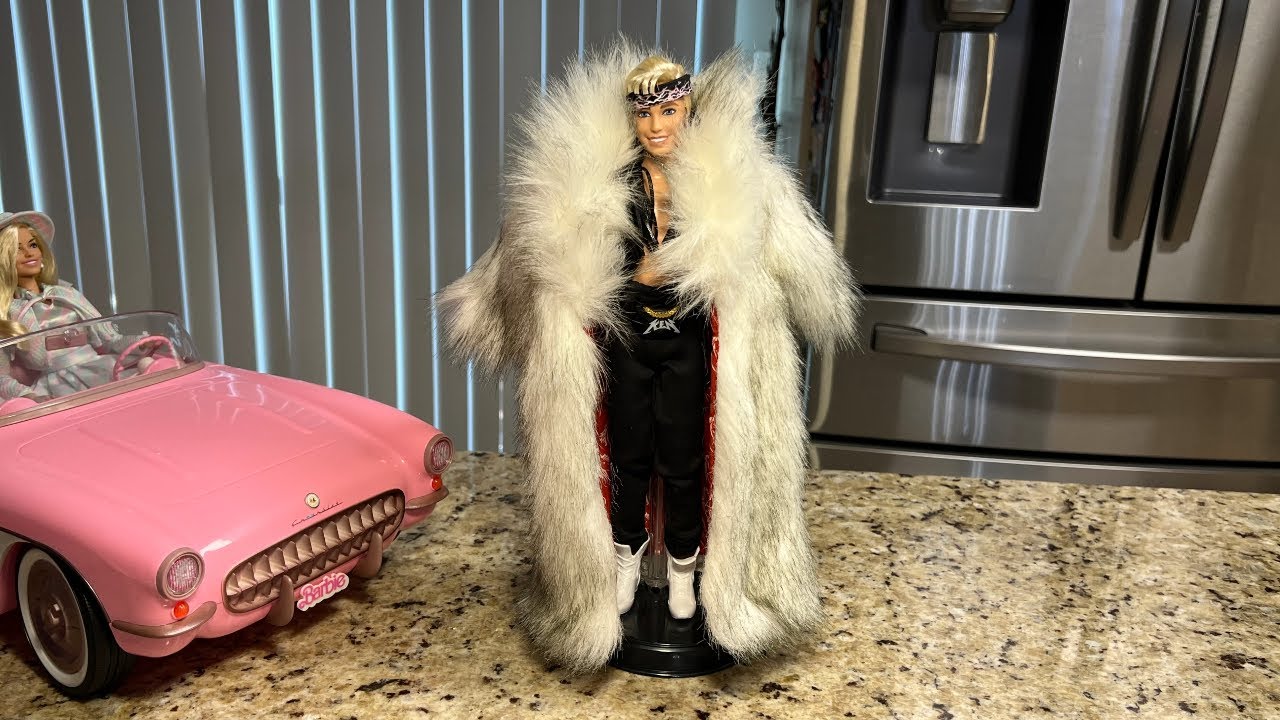 Ken Doll in Faux Fur Coat and Black Fringe Vest – Barbie The Movie – Mattel  Creations