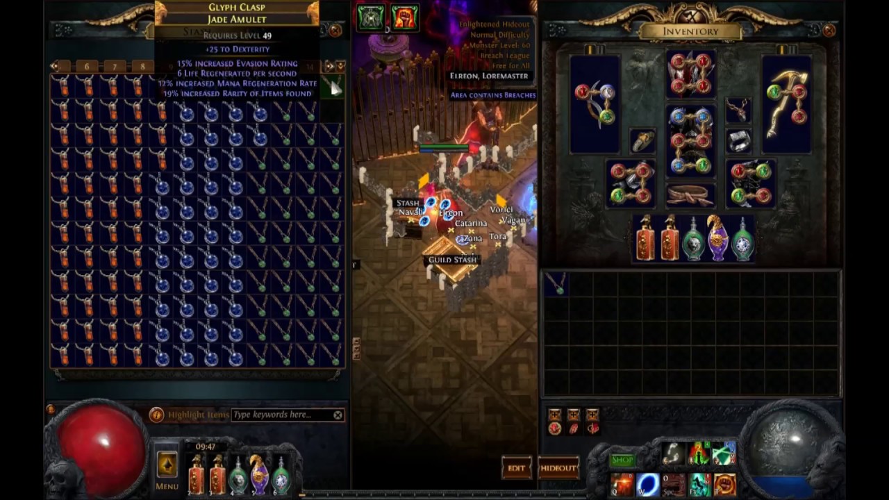 Path of Exile - Alching 144 ilvl81+ amulets (Breach Sc) 8.1.2017