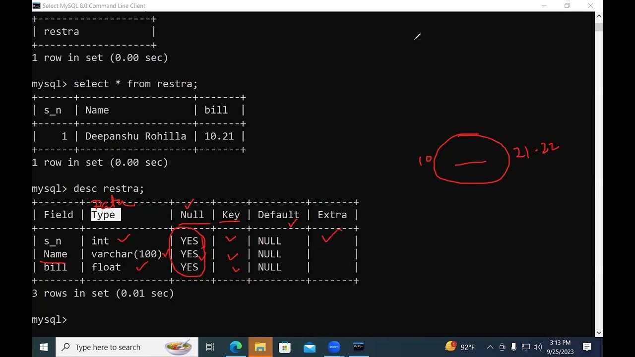 MySQL with SQL create table, create database/schema Part 2 - YouTube
