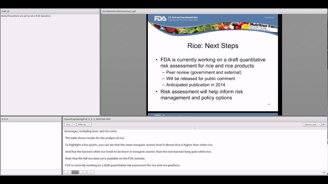 2014 Dietetics and Nutrition Webinar - FDA’s Regulatory Program on Chemical Contaminants