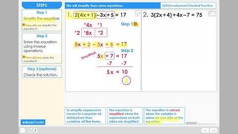 Lesson 3.9 - Solve Equations - Simplify (Skill Development Part 1 of 2)